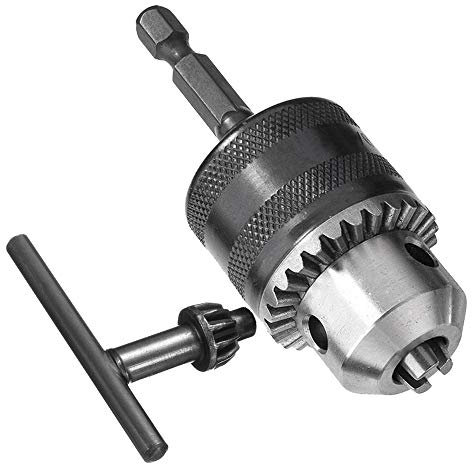 Mesee 1.5-13mm Capacity Drill Chuck Adapter Quick Change Converter with 1/4 Hex Shank, 1/2-20UNF Mount Impact Driver Bits Conversion with Chuck Key