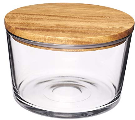 Anchor Hocking Glass Trifle Bowl with Lid, 104 oz Glass Salad Bowl with Acacia Wood Lid