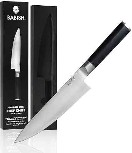 Babish 8-Inch Chef Knife – High-Carbon German 1.4116 Steel Kitchen Knife – Professional Cutlery for Precise Slicing and Chopping