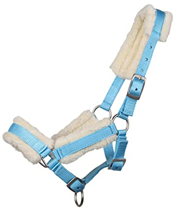 QHP Arbo-Inox 01, cabestro para potro con pelo sintético, ajustable en 3 posiciones, color azul claro