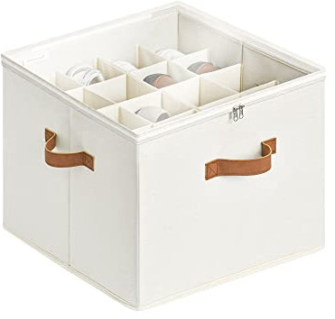 StorageWorks Shoe Organiser for Closet, Fits up to 16 Pairs, Fabric Shoe Organiser Box, Shoe Storage Organiser with Adjustable Dividers and Clear Cover, Wardrobe Shoe Storage Containers, Beige