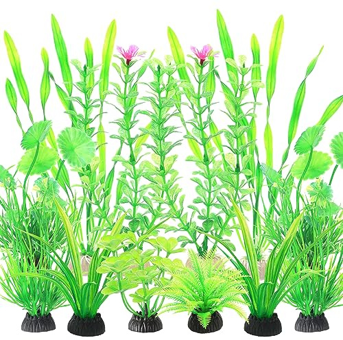 Akvarieväxter, 14 st akvarium dekor gröna växter konstgjorda akvariedekorationer plastväxter för akvariesimulering