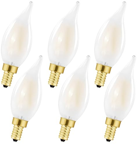 HOMOSUM Dimmable E12 Chandelier Light Bulbs 60 Watt, Frosted Candelabra LED Bulbs,6W Equal 60W, Daylight White 5000K,600LM,AC120V, Ceiling Fan Light Bulbs Type B (6 Pack) (6w-5000k(Daylight White))
