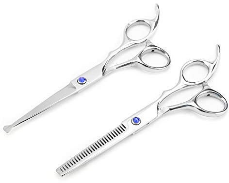 Taglio Professionale dei Capelli, Forbici per Capelli per Bambini Barbiere Parrucchiere Cesoie Forbici a Vite Blu Strumenti per Bambini Forbici per Sfoltire Set Famiglia (viti blu)