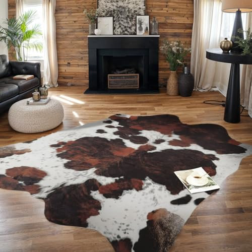 Teppich aus Rindsleder, Kuhfellmuster, 18 x 200 cm, Tierhaut, Western-Heimdekoration für Wohnzimmer, Schlafzimmer, Esszimmer