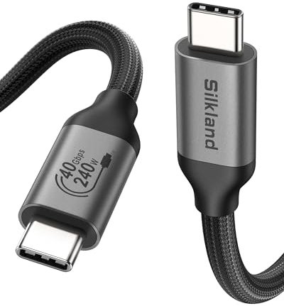 Silkland 40Gbps USB-C Datenkabel 1M für Thunderbolt 4 [Zertifiziertes USB4], USBC Kabel 8K60Hz 4K144Hz HDR, PD3.1 240W 48V/5A USBC Kabel für MacBook, PSSD, iPad, iPhone 16/15, Docks, USB-C Monitor