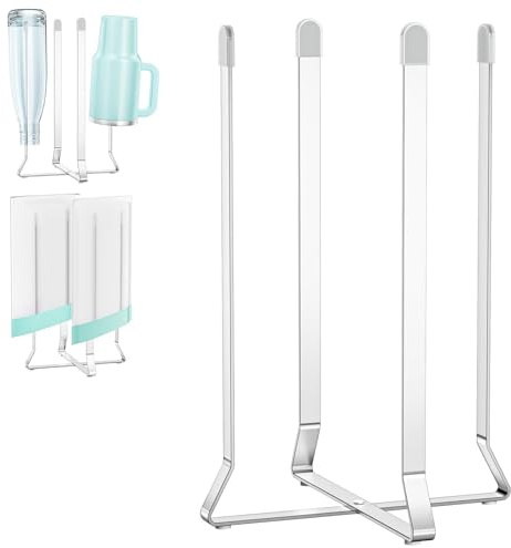 XILIMOR Scolabottiglie per Borracce Riutilizzabile per Scola Bottiglie Cucina in acciaio Inox per Scola Borracce Salvaspazio per Sacchetti di Plastica, Bottiglie e Tazze (1, ‎Argento)