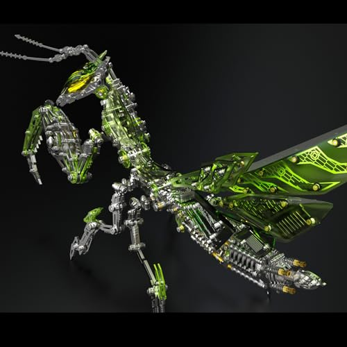 3D metallpussel vuxen med ljus, 3D modellbyggsats Mantis metallmodell, färgglatt steampunk metall pussel 3D vuxna, gör-det-själv 3D mekaniskt, skrivbordsmodell leksak