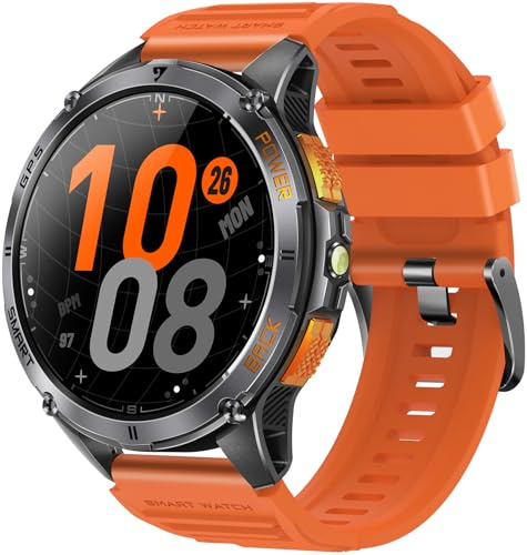 Orologio GPS da uomo, militare, sportivo, con bussola, altimetro, barometro, orologio da fitness, frequenza cardiaca, pressione sanguigna, contapassi, orologio da corsa all'aperto, torcia a LED