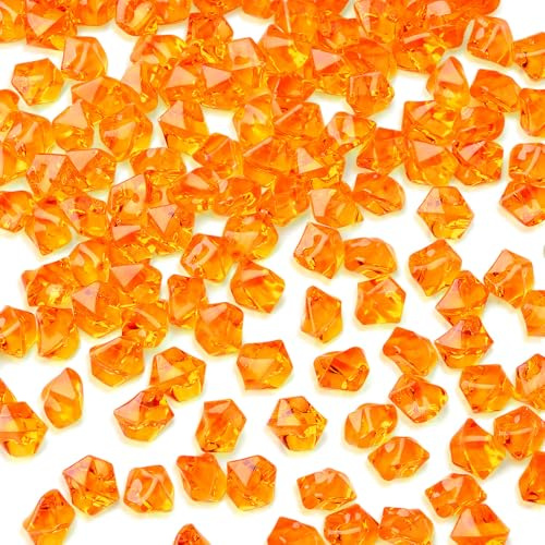 AWARDSEN Pack of 500 Orange Acrylic Decorative Diamonds, Gemstones for Wedding, Crafts Decoration, Glitter Stones, Decorative Stones, Party, Vase Funding, Muggle Stones, Colourful