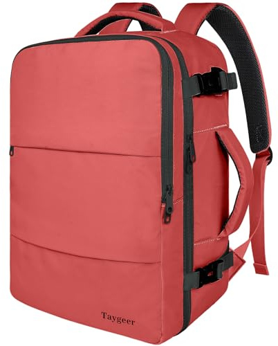 Taygeer Sac a Dos Voyage Cabine Avion 55x35x25, Valise Cabine air France, Sac à Dos Ordinateur Portable 18 pouces, Sac a Dos Voyage Femme Collège Scolaire, Sac a Dos Valise, Cadeau, Rouge Foncé