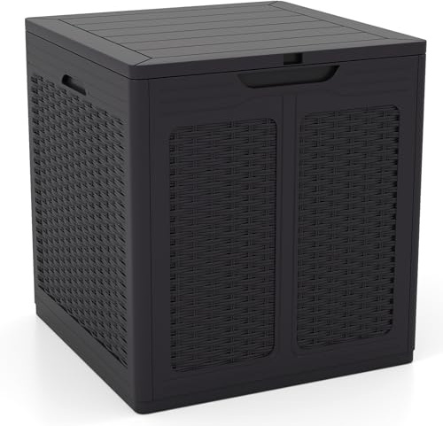GIANTEX Baule da Giardino 145 L, Baule da Esterno con Coperchio con Coperchio Bloccabile, Contenitore per Cuscini in Plastica, Multibox Impermeabile Esterni, 56X56X61 cm