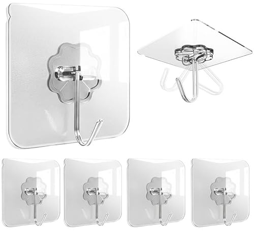 4smile Lot de 6 crochets adhésifs extra forts, résistants aux intempéries et à la rouille, rotatifs à 180 °, pour décoration de Noël, cuisine, salle de bain, mur et plafond