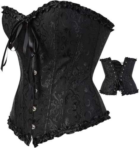 Zooma Corset Tops for Women, Women's Lace Up Boned Overbust Corset Bustier Lingerie Bodyshaper Top Plus Size