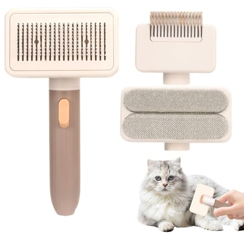 Nybhyjka Brosse à poils de chat pour chats d'intérieur – Outil de toilettage pour animaux de compagnie – Peigne de nettoyage des peluches – Brosse à poils longs | Pour chiens, chiots, chatons, salon
