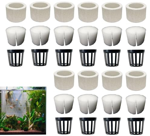 Juego De Anillos Fijos Para Plantas Acuáticas – Cerámica PP | Pesas Para Plantas De Acuario Con Esponja Y Cesta | Anillos De Fijación Para Plantaas De Agua | Accesorios De Decoración | Soportes Para P