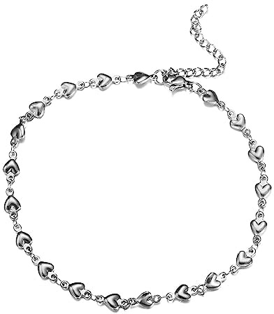 Skcess ankelkedjor, rostfritt stål hjärta fotkedja för kvinnor sommar semester för kvinnor flickor mor guld/silver för kvinnor, 25–30 cm längd