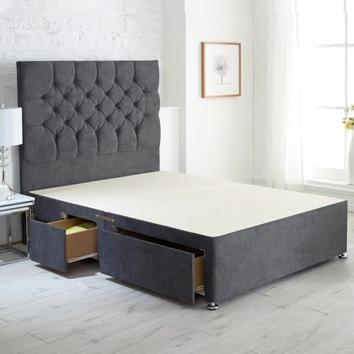 ComfoRest - Luxurious 5FT King Size Divan Bed with 4 Large Drawers | Functional Frame for Practical Storage | Durable Design for Modern Homes (Slate Grey Naples)