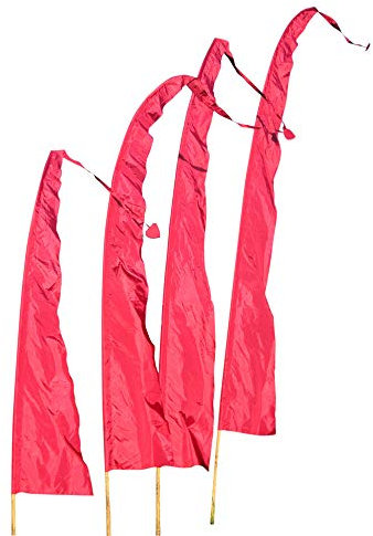 Asiastyle Balifahne | Farbe: dunkelrot | 4 Meter lang | ohne Stange | aus echtem Satin | Originale Umbul Fahne