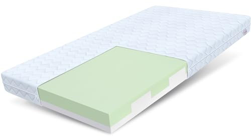 FDM Luigi Schaumstoffmatratze 80 x 160 cm Kindermatratze 11 cm Höhe Härtegrade H3 (Mittelhart) Hochelastischer HR Komfortschaum Matratze Bezug Zweiseitig Abnehmbar Waschbar
