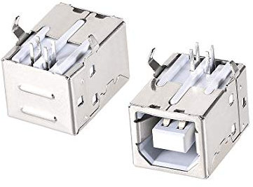 sourcing map 10PCS USB 2.0 Type B Female Socket Connector Jack Port, 4-Pin DIP 90 Degree Right Angle, Repair Replacement Adapter