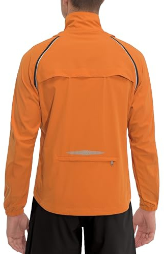 Little Donkey Andy Men's Quick-dry Running Jacket, Convertible UPF 50+ Cycling Jacket Windbreaker with Removable Sleeves, Orange Size L