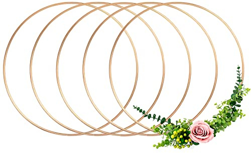 Anvin Confezione da 5 anelli in metallo da 15 cm, grandi cerchi in acciaio macramè, anelli rotondi per acchiappasogni, festival, ghirlande, progetti fai da te e artigianato (oro rosa, diametro 15 cm)
