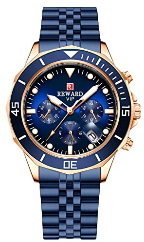 RORIOS Herren Uhren Wasserdicht Analog Quartz Uhren mit Edelstahl Armband Chronograph Business Uhren für Männer Herren