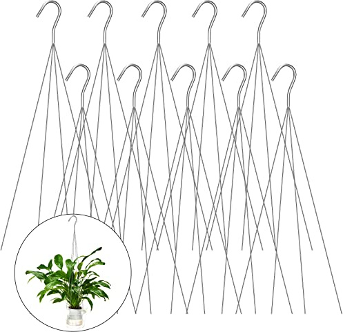 Lot de 10 cintres en fil métallique robuste de 61 cm pour paniers suspendus, 4 paniers suspendus pour orchidées, fournitures de serre, jardinage, intérieur ou extérieur, terrasse