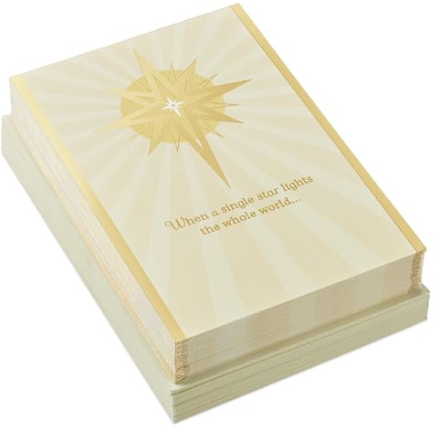 Hallmark Tarjetas de Navidad religiosas en caja, estrella de lámina dorada (40 tarjetas y 40 sobres) bendiciones de temporada santa