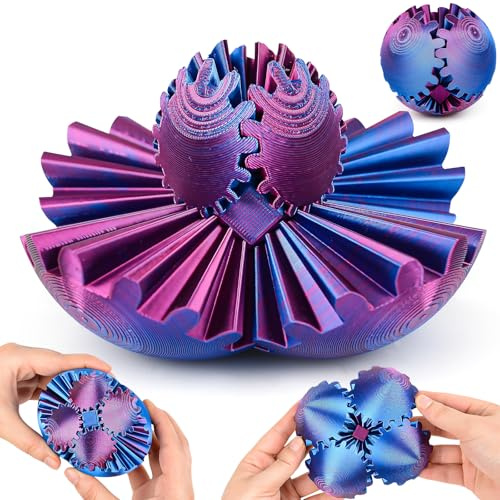 Gear Ball 3D-tryckt Gear Ball Spin Ball Cube Fidget Ball Toy, GearSphere Steampunk Whirling Wonder Fidget Ball Toy, Gear Shere stress- och ångestlindringsleksak (A)
