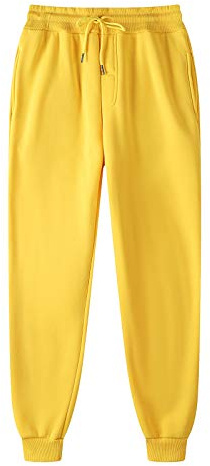LinRim Pantalones de chándal para hombre, pantalones de chándal finos, pantalones deportivos ajustados, pantalones de ocio, con bolsillos, cintura elástica, pantalones largos de deporte, amarillo, L