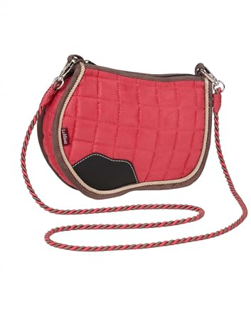 LeMieux Saddle Pad Crossbody Bag - Iconic Saddle Pad Crossbody Bag - Leadrope Style Bag Strap - Cranberry