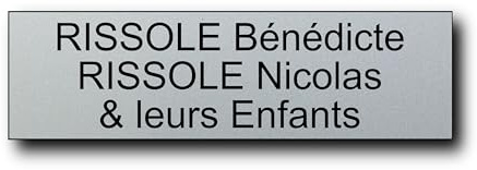 Plaque boîte aux lettres personnalisable 12 x 3,5 cm - Gravure laser PVC - Plaque nom adhésive - Étiquette porte/sonnette - Plaquette signalétique personnalisée (Argent)