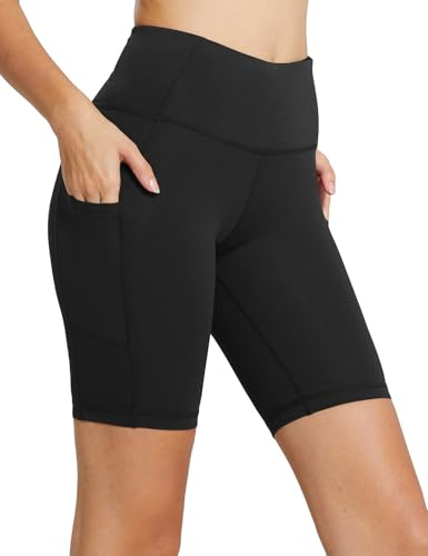 baleaf Biker Shorts for Women Workout Yoga Gym Spandex Running Volleyball Tummy Control Compression with Pockets 8 Black XXL