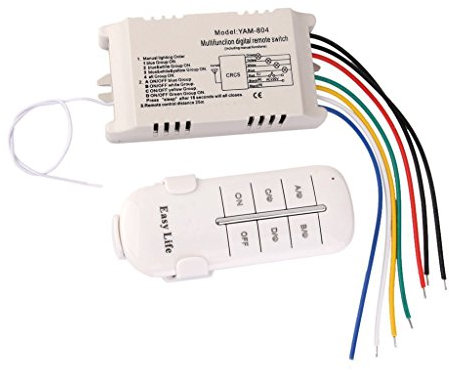 Namvo Interrupteur Mural et télécommande 4-Way on/Off Lumière numérique sans Fil Commutateur 200V-245V Radio Digital Light