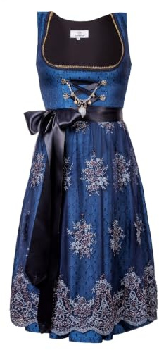 Edelnice Trachtenmode Exklusives Designer Midi Dirndl Josepha inkl. Spitzen Dirndlschürze und Charivari Gr. 32-54 (32)