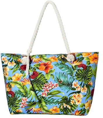 DonDon Grand sac de plage imperméable avec fermeture à glissière Sac shopping à bandoulière