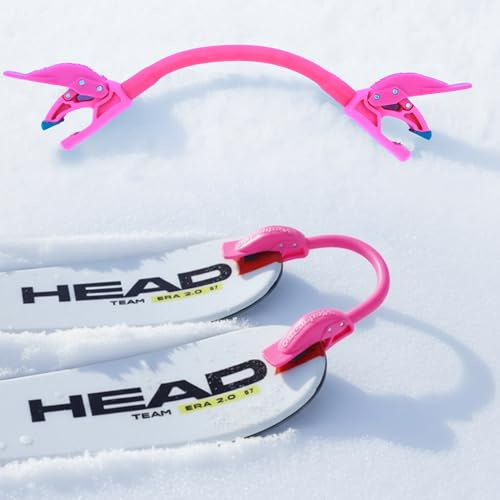 Launch Pad Wedgease - Conector de Punta de esquí - Aprende a Esquiar - Enseña Control de Velocidad, fabricación de cuña, Giro básico, portátil y Duradero, Principiantes (Rosa)