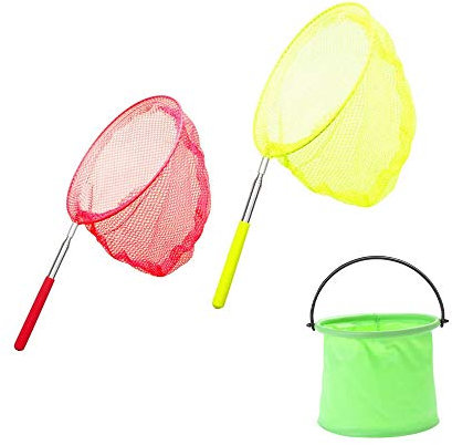YMDZ 2 Stücke Teleskop Kinder Kescher Schmetterlingsnetz Mit Klappeimer Schmetterling Net Klein Fangnetz Outdoor für den Fang von Insekten Angeln Garden Aktivitäten