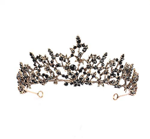 Schwarz krone brautkrone Diadem geburtstag tiara haarschmuck frau mädchen haarschmuck junggesellinnenabschied prinzessin kostüm hochzeit braut geschenk Weihnachten Halloween Abschlussball