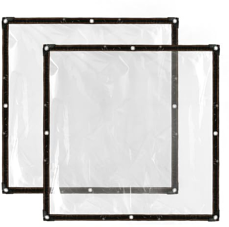 Cosmos 2 Pcs Clear Tarp Cover Heavy Duty Transparent Plastic Tarpaulin Rain Tarp with Grommets for Garden Greenhouse Plant Cover Balcony Patio Outdoor Camping, Waterproof & Tear Resistant, 39 x 39 in