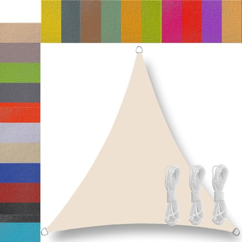 sonnensegel dreieckig wasserdicht 1.6x1.6x1.6m sonnensegel Balkon Regenschutz 95% UV Schutz Windschutz Überdachung Plane für Garten Terrasse Outdoor Patio Schwimmbad Nicht-gerade Weiss