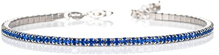 namana Pulseras de tenis azules, delicada pulsera azul zafiro en plata de ley 925, pulsera de tenis fina de plata, bonita pulsera de plata Para mujer Plata/Azul 16 cm