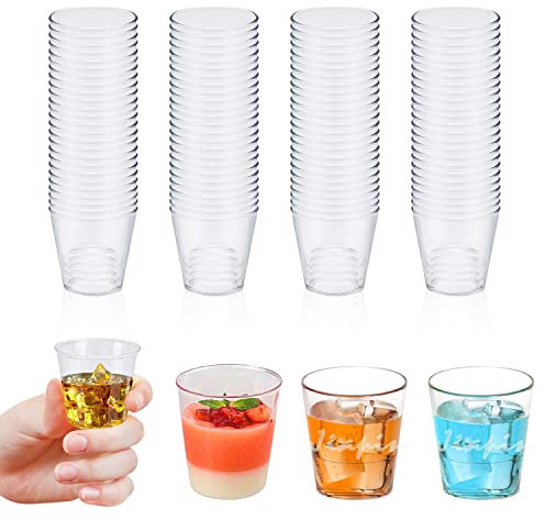 Vasos Chupito de Plastico Duro - 100 Piezas, 30ML, Vasitos Reutilizables para Postres y Aperitivos - Ideal para Bodas, Fiestas, Cumpleaños y Cata de Vinos