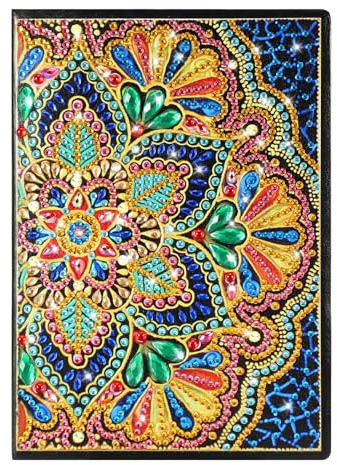 MWOOT Mandala A5 Notizbuch Diamantmalerei,5D DIY Diamond Pasted Painting Notebook Kits,Strass Diamant Malerei Notizbuch,Blanko Tagebuch aus Leder für Schülerbüro Schulbedarf(50 Blätter)