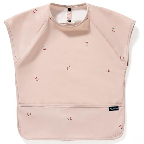 PewinGo Entwöhnungs-Lätzchen mit Kurzen Ärmeln und BLW, Weiches und Hautfreundliches Material, Overall-Lätzchen für Babyfütterung, Wasserdicht und Leicht zu Reinigen & Maschinenwaschbar, für Babys