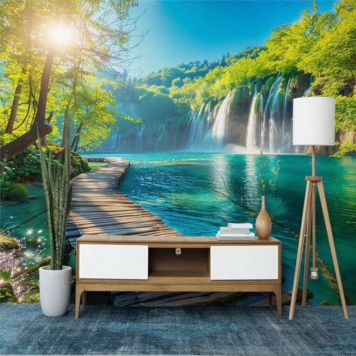 Panorama Carta da Parati Murale 200 x 140 cm (WxH), Foresta di scenari naturali Carta da Parati Fotografica, Blu Carta da Parati Murale, Adesivo da Parete Poster Decorativo con Effetto 3D