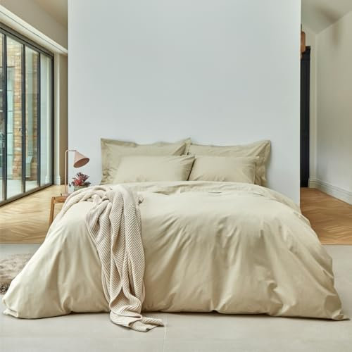 Christy 200TC Organic King Duvet Cover Set | Hazelnut Beige | 100% Certified Organic Cotton Bedding | Super Soft and Smooth Bed Linen