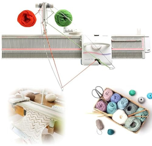 Machine à tricoter pour pull, mini machine à tricoter domestique légère en plastique de 150 points avec accessoires LK150 6,5 mm pour la plupart des fils à tricoter à la main